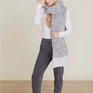 Barefoot Dreams Graphite Grey and White Cozy Long Scarf